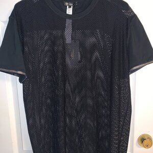 AUTHENTIC VERSACE AMAZING BLACK MESH SHIRT SIZE 8 APPROX XL